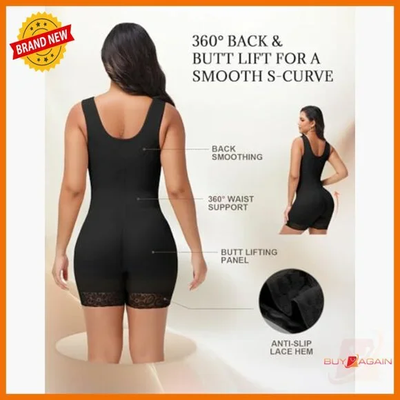 High Compression Full Body Shaper with Built-in Bra and Adjustable Straps